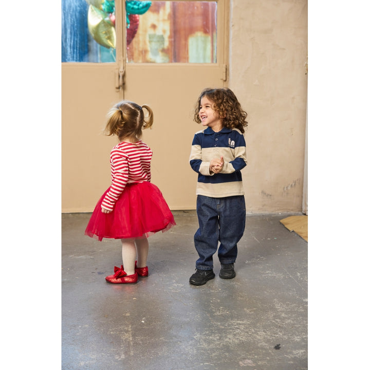 Polo Blusa - Navy Blazer Striped