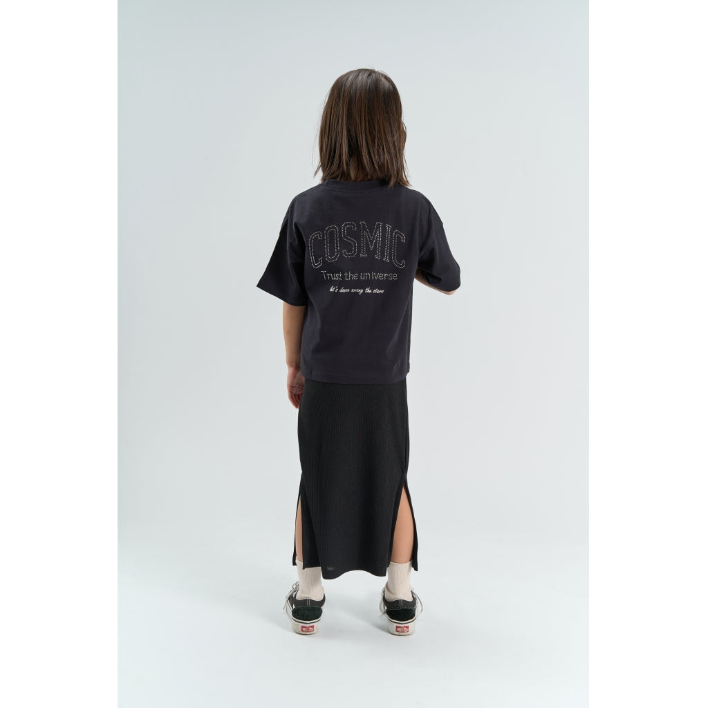Yvette Long Glitter Skirt, Black