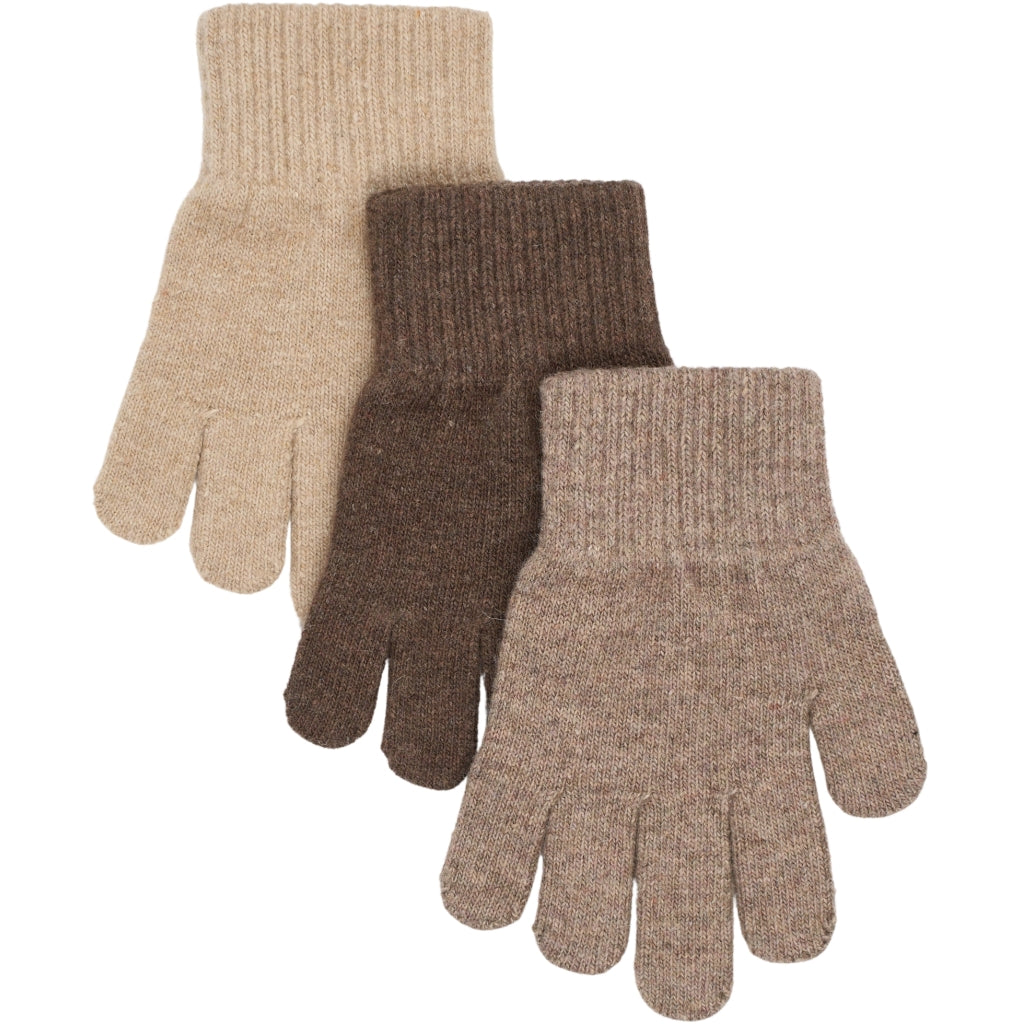 3-Pack Handskar, Beige Melange- Denver-Brown Melange