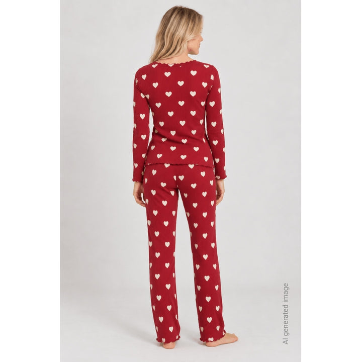 Holiday Red Heart Adult Rib Night Set