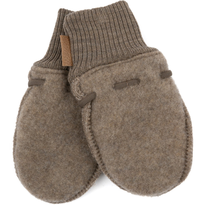 Wool Mittens, Dark Brown Melange