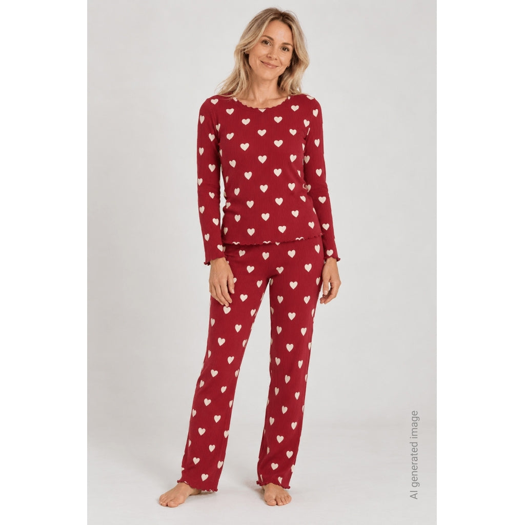 Holiday Red Heart Adult Rib Night Set