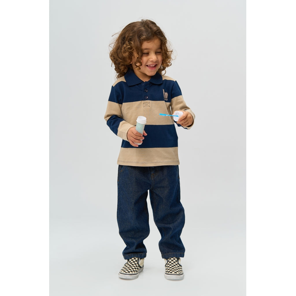 Polo Blusa - Navy Blazer Striped