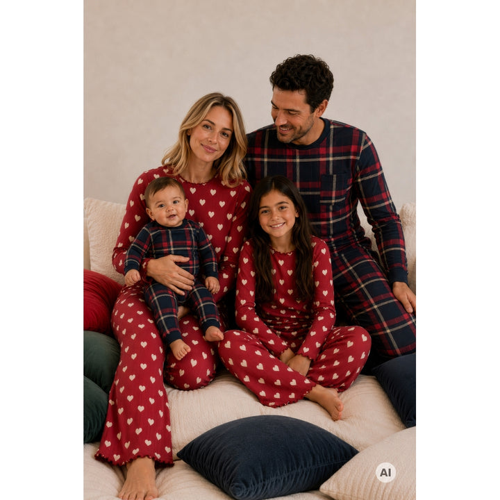 Holiday Red Heart Rib Night Set