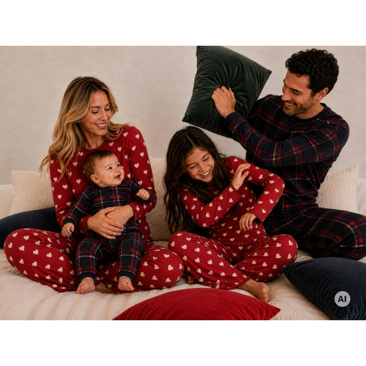 Holiday Red Heart Rib Night Set