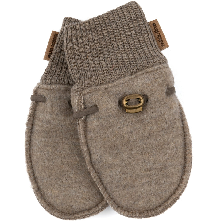 Wool Mittens, Dark Brown Melange