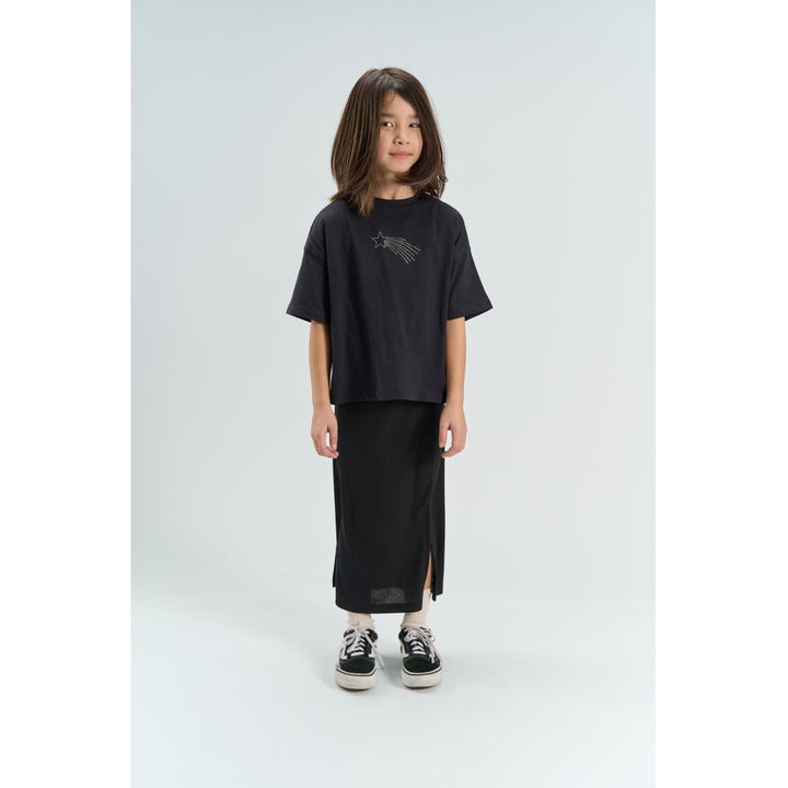 Yvette Long Glitter Skirt, Black