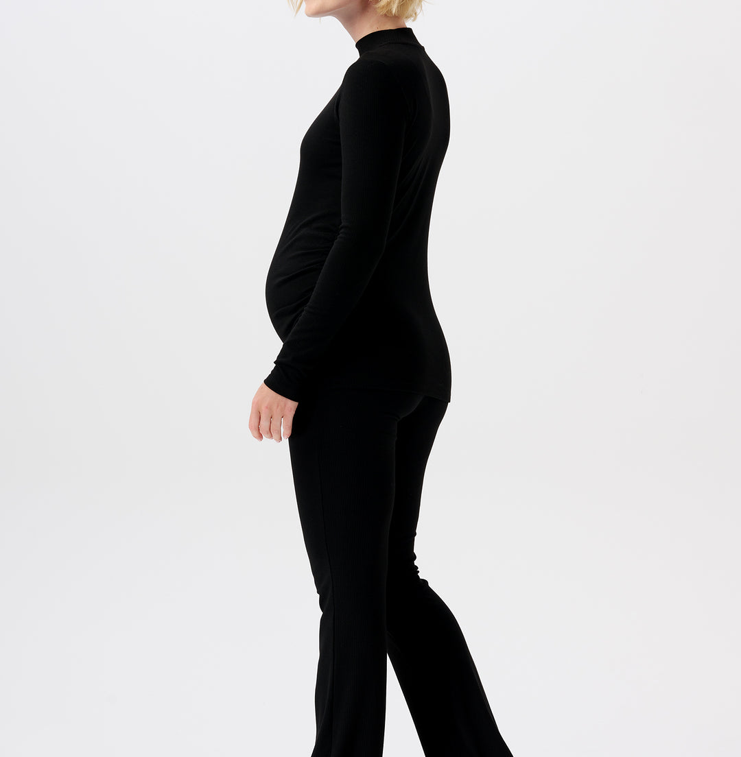 Heja flared rib pants, Black