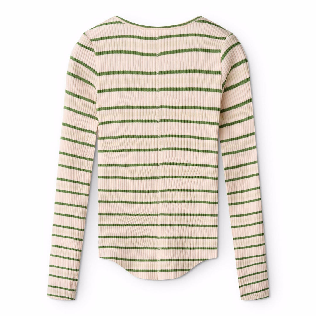 Rib blusa, Cloud Green Stripe