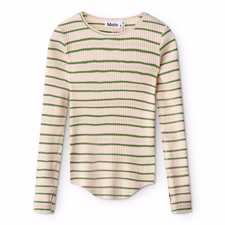 Rib blusa, Cloud Green Stripe