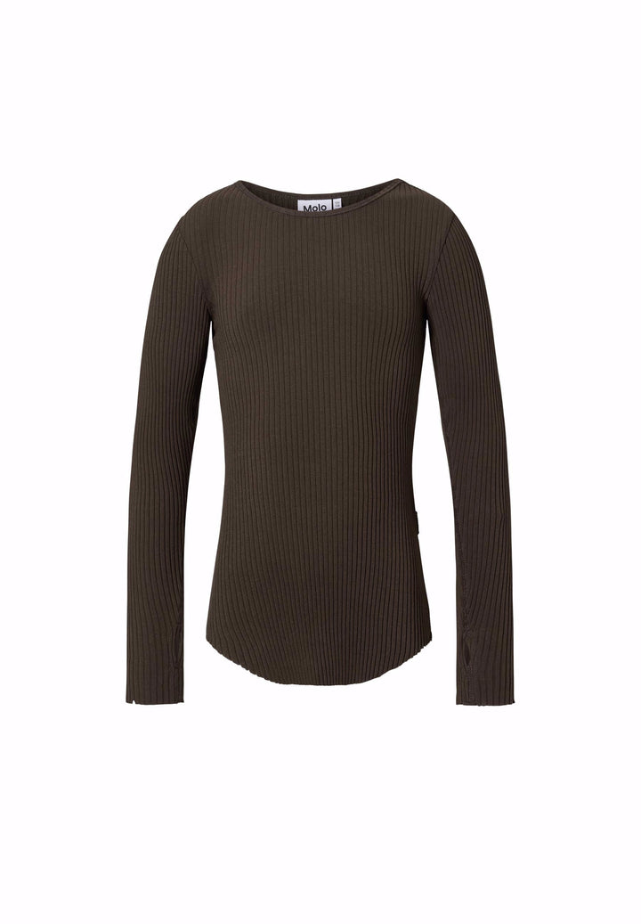 Rib blusa, Bark Brown