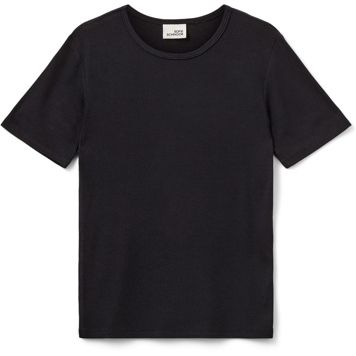 NATALIA RIB T-SHIRT, BLACK