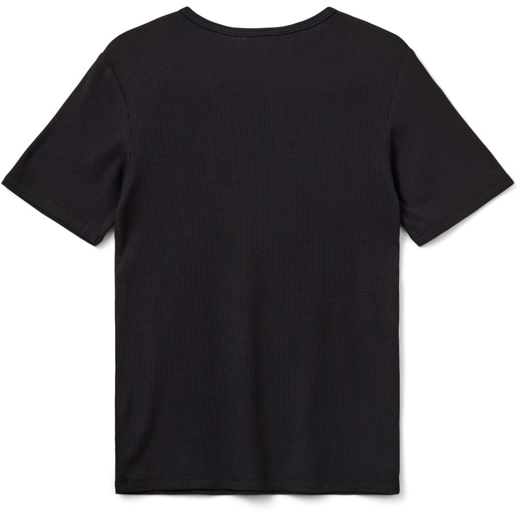 NATALIA RIB T-SHIRT, BLACK